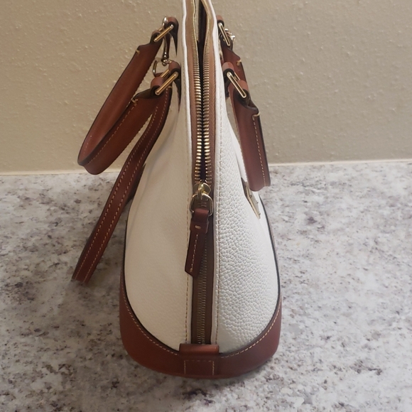 Dooney & Bourke Pebble Grain Zip Satchel White - Picture 7 of 12